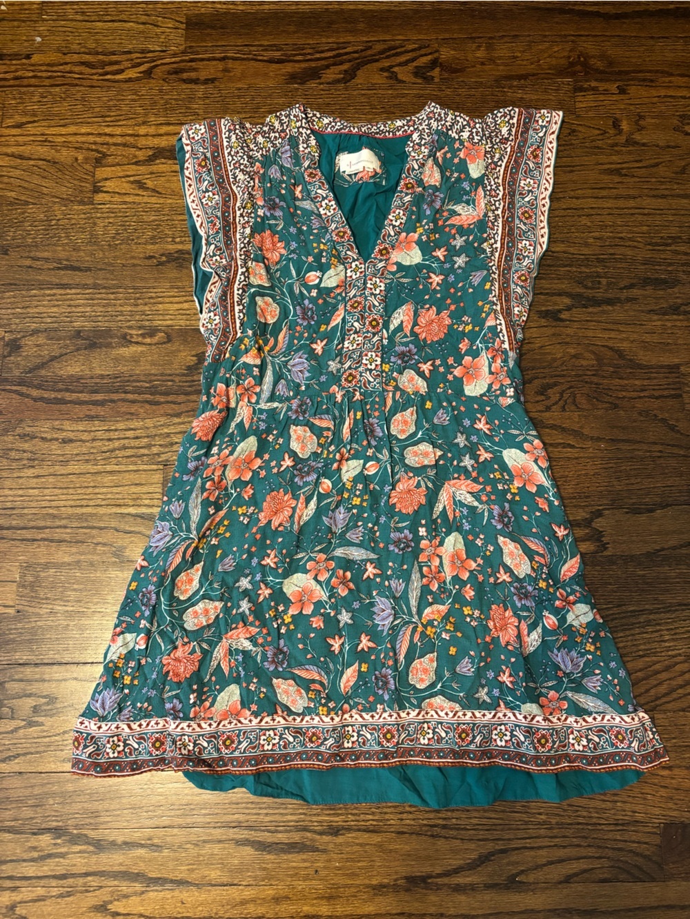 Anthropologie Zeina Mini Dress Blue Floral Botanical BloomCore Sleeveless XS
